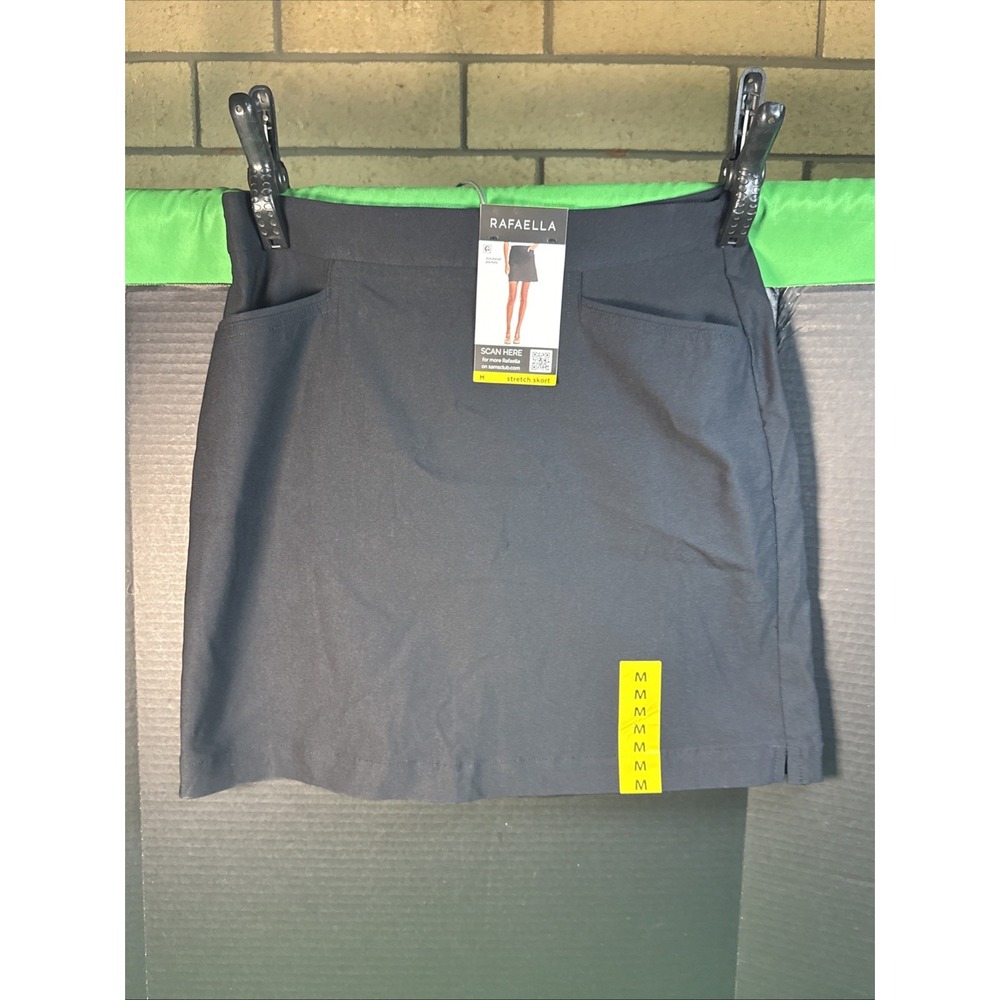 NWT Rafaella Womens Stretch Skort Size M Black Pull On Pocket Skirt